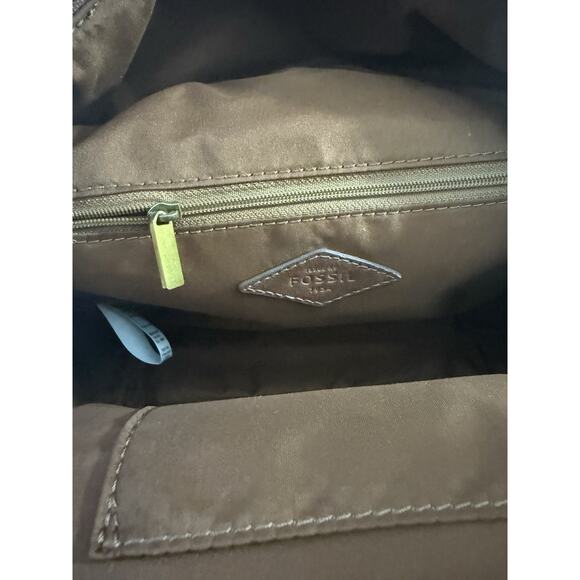 Fossil White Brown Mini Backpack Bag Purse Hearts Multi-Color - Picture 9 of 9